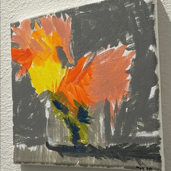 ONE OF A KIND Abstract Floral Canvas Art signed - Picture 7 of 8